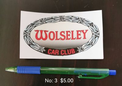 Wolseley Car Club No 3 Sticker $5